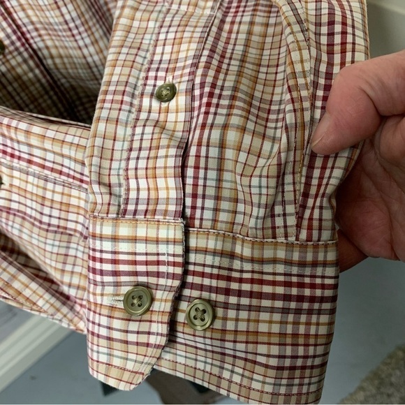 EDDIE Bauer Neutral Plaid Preppy Casual Button Down Shirt Brown Relaxed fit M/L - Picture 5 of 11